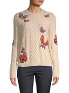Valentino Embroidered Cable-knit Wool Sweater