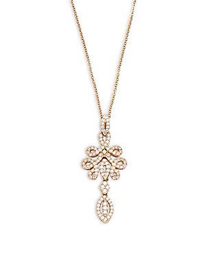 Nephora Swirl Pave Diamond Chandelier Pendant Necklace