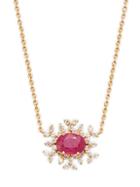 Hueb 18k Gold Ruby & Diamond Starburst Pendant Necklace