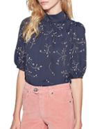 Joie Alfrie Embroidered Floral Puff-sleeve Blouse
