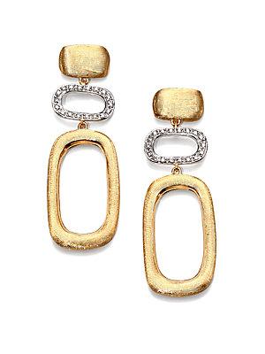 Marco Bicego Murano Diamond & 18k Yellow Gold Contrast Link Drop Earrings