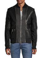 Balmain Textured Zip-front Leather Jacket
