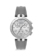 Versus Versace Logo Gent Chrono Stainless Steel Leather-strap Watch