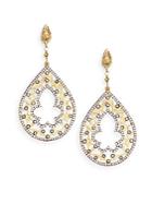 Azaara Pav&eacute; White Stone Teardrop Earrings/goldtone