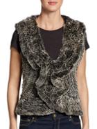 Saks Fifth Avenue Ruffle Rabbit Fur Vest