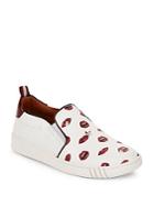 Bally Lip-print Round Toe Leather Sneakers
