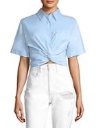 Alexander Wang Cotton Twill Twisted Front Cropped Shirt