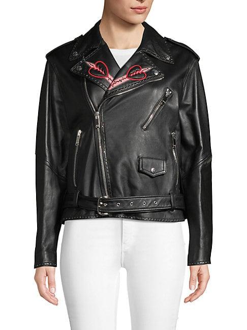 Valentino Embroidered Leather Jacket