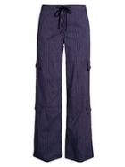 Theory Striped Cotton & Linen Wide-leg Utility Pants