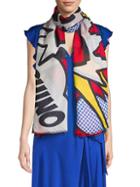 Boutique Moschino Graphic Frayed Scarf