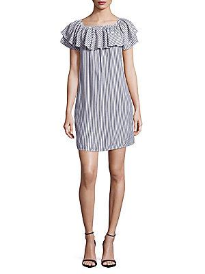 Beach Lunch Lounge Striped Off-the-shoulder Dress