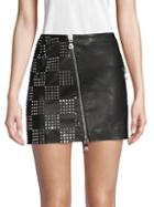 Versace Embellished Leather Mini Skirt
