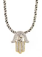 Effy Balissima Sterling Silver Necklace With 18 Kt. Gold And Diamond Hamsa Hand Pendant