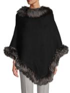 Belle Fare Silver Fox Fur-trimmed Wool-blend Poncho
