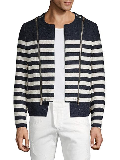 Balmain Striped Cotton Blend Jacket