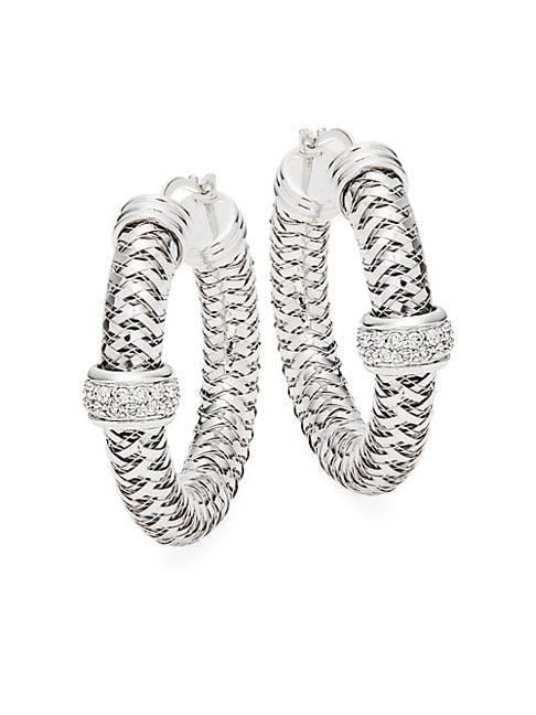 Roberto Coin Primavera 18k White Gold & Diamond Hoop Earrings