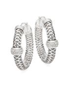 Roberto Coin Primavera 18k White Gold & Diamond Hoop Earrings