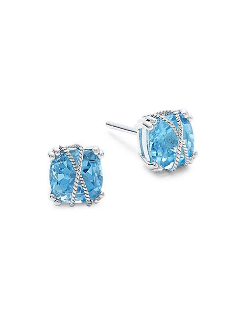 Effy Sterling Silver Blue Topaz Stud Earrings