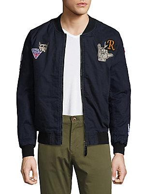 Ron Tomson Patch Cotton Bomber Jacket