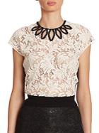Yves Saint Laurent Lace & Wool Embellished Top