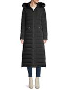 Donna Karan Faux Fur-trim Quilted Hooded Coat