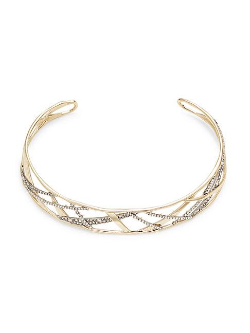 Alexis Bittar 10k Goldplated & Crystal Encrusted Plaid Cuff Necklace
