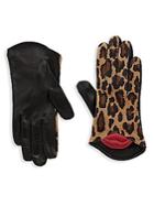 Maison Fabre Lips Leopard Gloves
