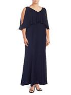 Marina Plus Ruffle-trimmed V-neck Gown
