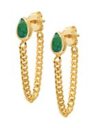 Gabi Rielle Chain Happy 14k Gold Vermeil & Crystal Drop Earrings