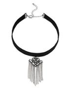 Cara Crystal & Chain Pendant Choker Necklace