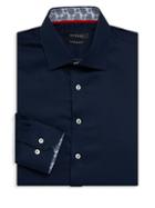 Levinas Contemporary-fit Paisley-trim Dress Shirt