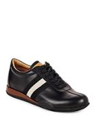 Bally Round Toe Striped Leather Sneakers