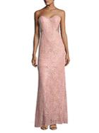 La Femme Strapless Embroidered Column Gown