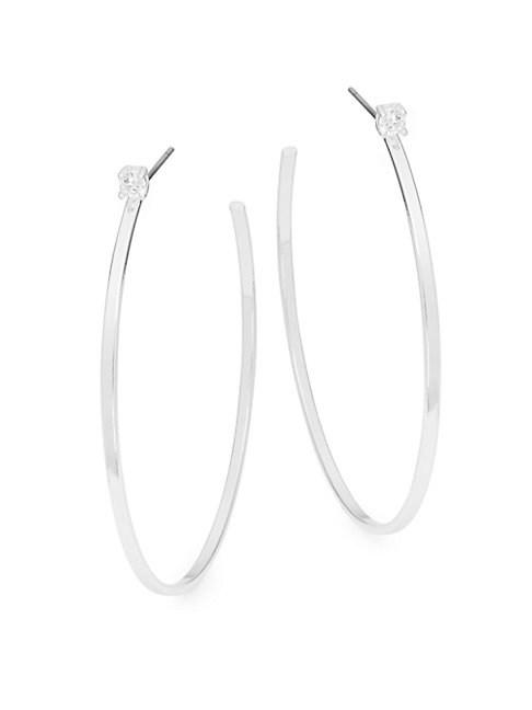 Ava & Aiden Silvertone Crystal Oversized Hoop Earrings
