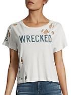 Mother Goodie Goodie Distressed Cropped Cotton Tee