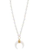 Elise M. Goldtone Beaded Crescent Charm Necklace