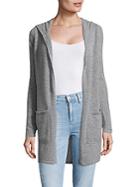 Cashmere Saks Fifth Avenue Open Front Cashmere Hooded Cardigan