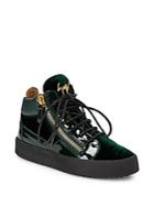 Giuseppe Zanotti Velvet And Patent Mid-top Sneakers