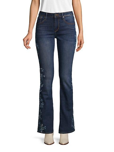 Driftwood Floral Embroidery Bootcut Jeans