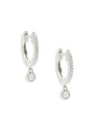 Saks Fifth Avenue 14k White Gold & Diamond Hoop Drop Earrings
