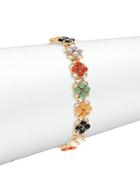 Estate Jewelry Collection Multicolored Jadeite & 14k Yellow Gold Bracelet