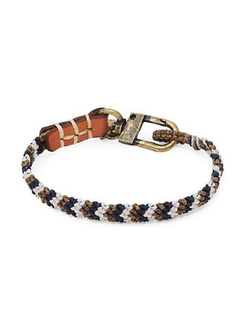 Caputo & Co. Goldtone & Leather Chevron Bracelet