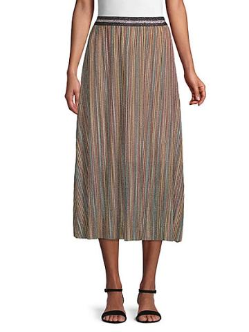 Lea & Viola Curve Plus Striped Midi Skirt