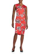 Eci Floral-print Midi Sheath Dress