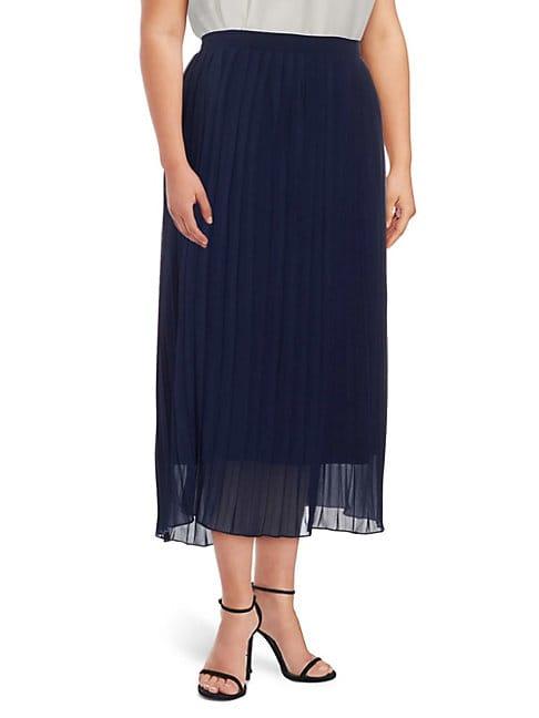 Lea & Viola Curve Pleated Midi Skirt