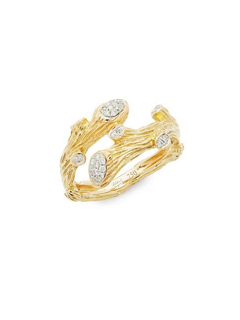 Michael Aram Enchanted Forest Diamond & 18k Yellow Gold Twig Ring