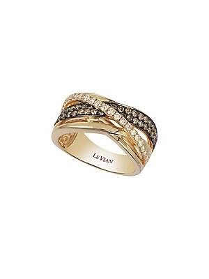 Le Vian Chocolatier&reg; Chocolate & Vanilla Diamonds&trade; Gladiator Weave Ring In 14k Honey Gold&trade;