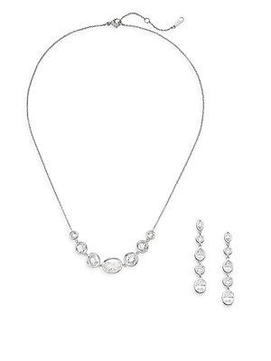 Adriana Orsini White Stone Necklace & Earrings Gift Box Set/silvertone