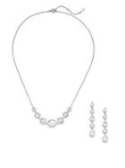 Adriana Orsini White Stone Necklace & Earrings Gift Box Set/silvertone