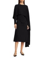 Valentino Fitted Midi Dress With Cape